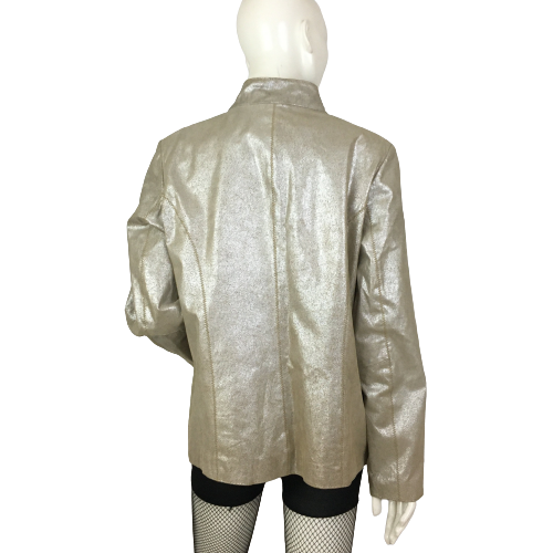 Dialogue Jacket Gold Metallic Leather Size L SKU 000338-7