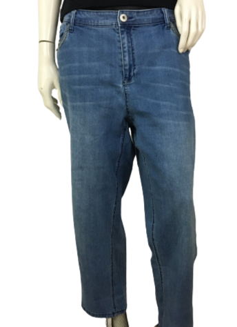 CJ Banks Denim Pants Cropped Stretch Embellished Trim Size 18W SKU 000338-3