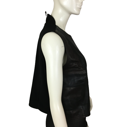 B & J Leather Vest Black & Brown Size XL SKU 000018-1