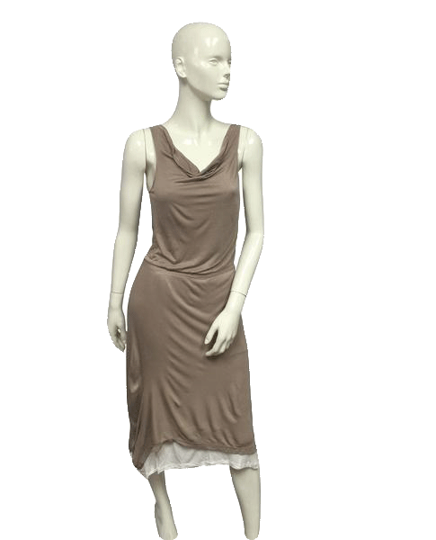 Cynthia Rowley 80's Double Layer Dress Tan & Cream Size Medium SKU 000076