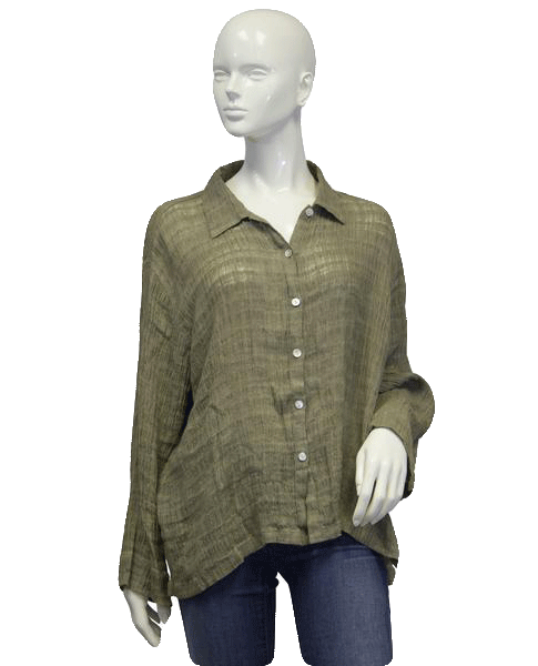 Chicos Fall For You Olive Green Top Sz 3 SKU 000069