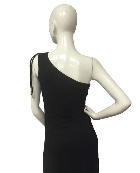 Black One Shoulder Lace Up Top Size M (SKU 000022)