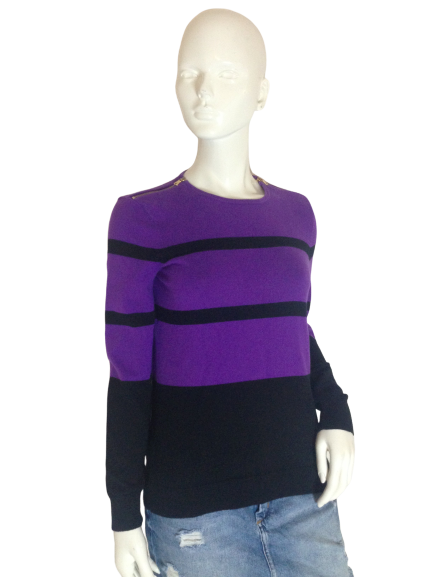 Ralph Lauren 60's (GR) Long Sleeve Sweater Purple and Black Size M SKU 000256-5