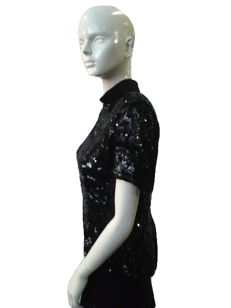 Load image into Gallery viewer, Victor Costa 70&amp;#39;s Top Black Sequins Size 10 SKU 000041
