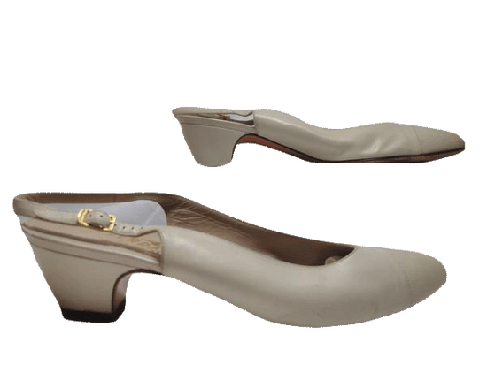 Load image into Gallery viewer, Shoes Ferragamo Tan Medium Heel Adjustable Heel Strap Size 9 1/2 SKU 000146
