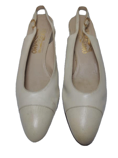 Load image into Gallery viewer, Shoes Ferragamo Tan Medium Heel Adjustable Heel Strap Size 9 1/2 SKU 000146
