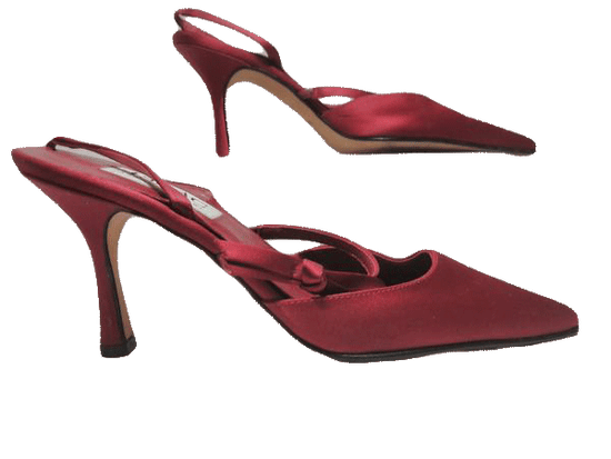 SHOES Red Raspberry Satin Slide 4" Elastic Back Heels Size 6 SKU 000146