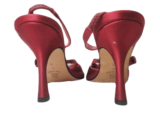 SHOES Red Raspberry Satin Slide 4" Elastic Back Heels Size 6 SKU 000146
