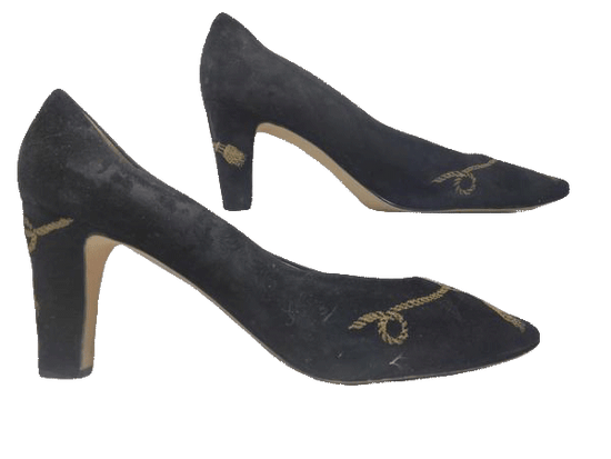 Load image into Gallery viewer, Shoes Black Suede Pumps Size 10-1/2  SKU 000131
