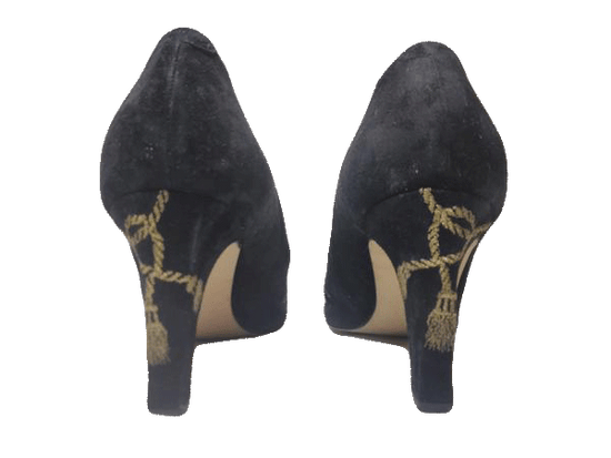 Load image into Gallery viewer, Shoes Black Suede Pumps Size 10-1/2  SKU 000131
