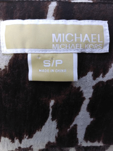Michael Kors 90's Animal Print V Neck Long Sleeve Top Size SP SKU 000180