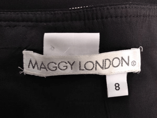 Load image into Gallery viewer, Maggy London 70&amp;#39;s Black and Tan Career Cocktail Bodycon Dress Size 8 SKU 000156
