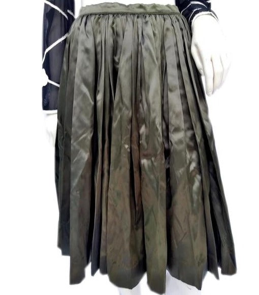 Gorgeous Satin A-Line Olive Green Skirt SKU 000156