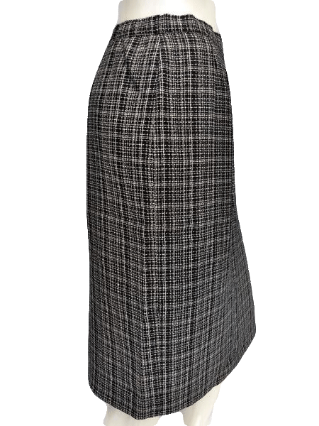 Kasper 70's Black and White Check Just Below the Knee Length A-Line Skirt Size 6 SKU 000133