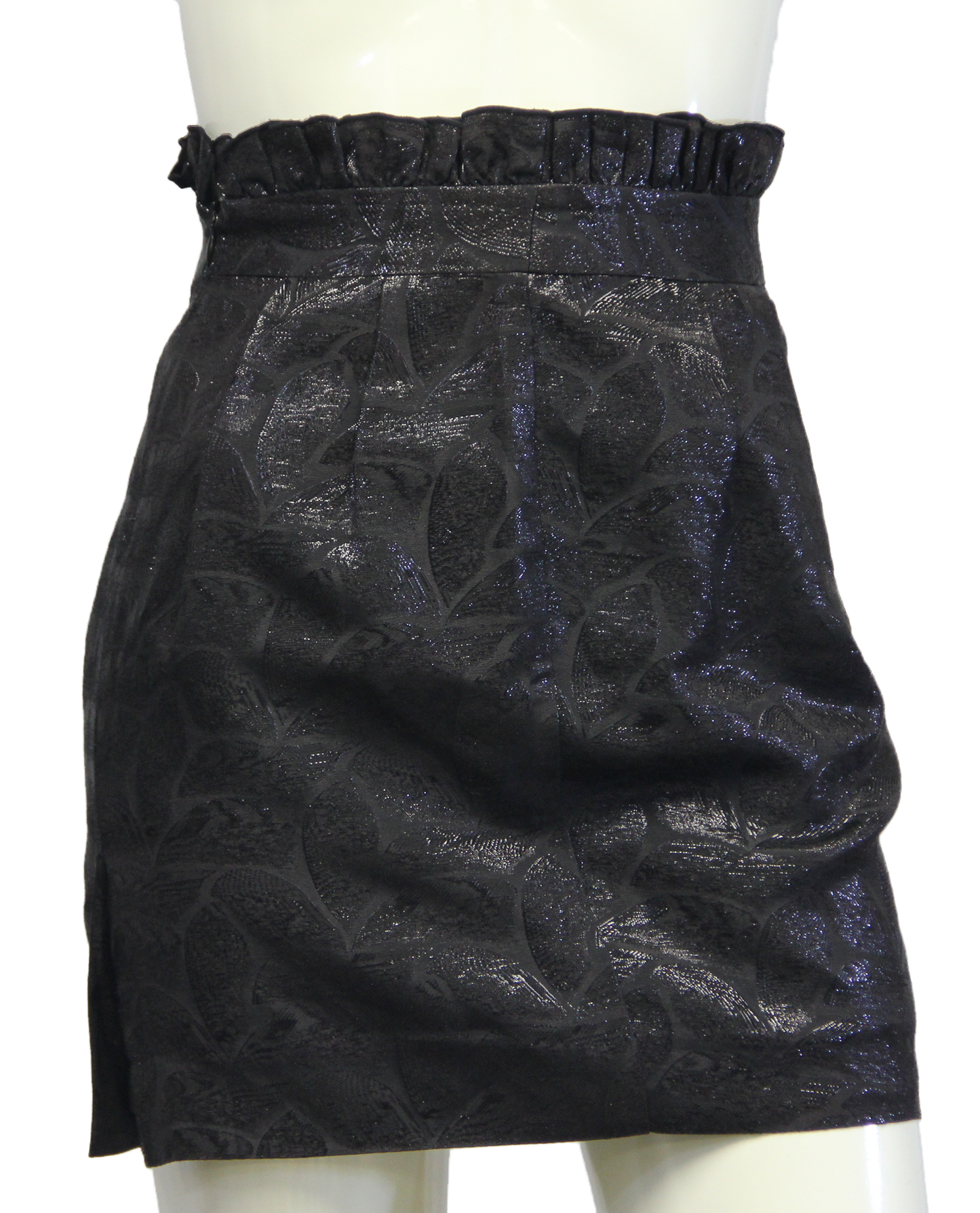 Arden B Black Leaf Pattern Ruffled Skirt Sz 0 (SKU 000026) - Designers On A Dime - 1