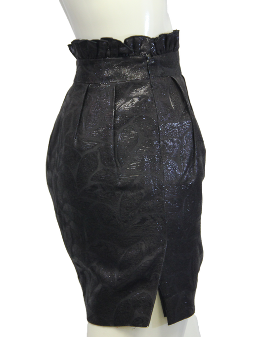 Arden B Black Leaf Pattern Ruffled Skirt Sz 0 (SKU 000026) - Designers On A Dime - 3
