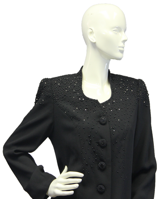 Black Pearls Embellished Blazer Size 8 (SKU 000046) - Designers On A Dime - 2