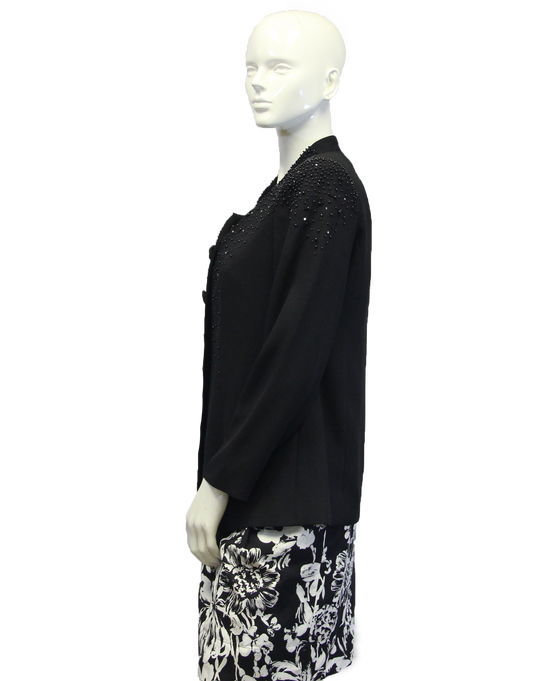 Black Pearls Embellished Blazer Size 8 (SKU 000046) - Designers On A Dime - 4