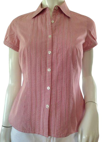 Ann Taylor Top Red and White Pinstriped size 4 P SKU 000209