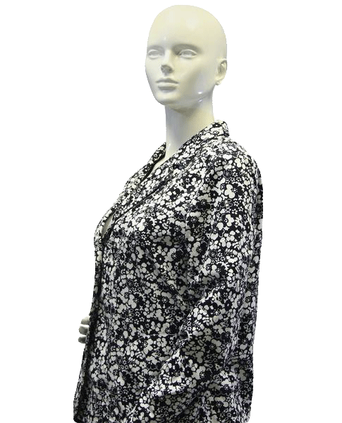 Liz Claiborne Black and White Floral Print Blazer Size L (SKU 000007)