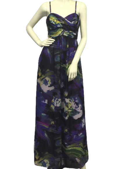 Oleg Cassini Multicolored Maxi Wedding Party Dress Size 6 SKU 000052