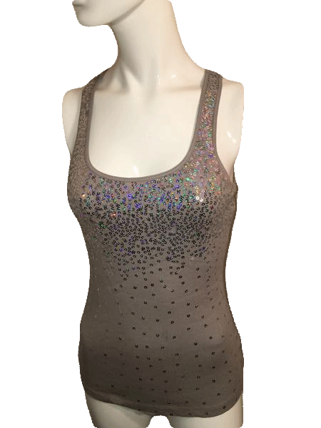 Designers on a Dime 70's Grey Tank Top with Sequin Size Small  SKU 000170