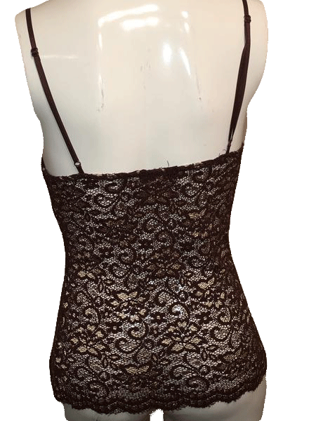 Load image into Gallery viewer, Designers on a Dime Brown and Beige Lace Tank Top  Size S SKU 000170
