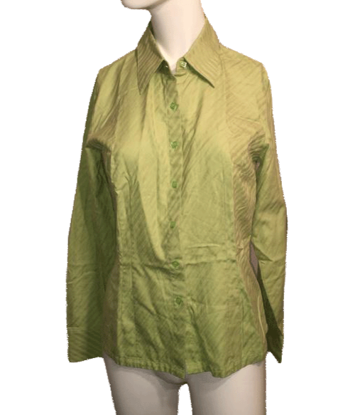 Talbots Lime Green Long Sleeve Shirt with Full Button Down Closure 100% Cotton Size 6 SKU 000170