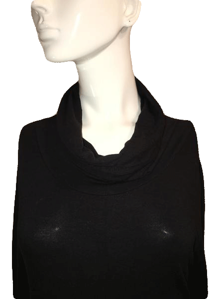 Chalet 90's Black Dress Long Sleeve with Large Turtle Neck Style Collar Size M SKU 000201