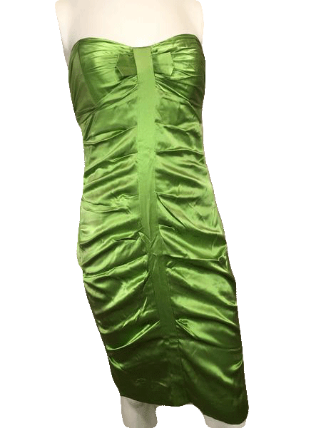 Nicole Miller 70's 100% Silk Strapless Lime Green Fun Cocktail