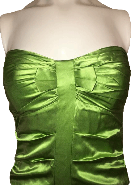 Nicole Miller 70's 100% Silk Strapless Lime Green Fun Cocktail Dress Size 6 SKU 000201