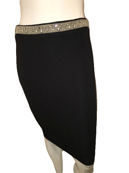 Zara Basic Black Mini Skirt with Jewel Bling on the Waist Band Size S SKU 000144