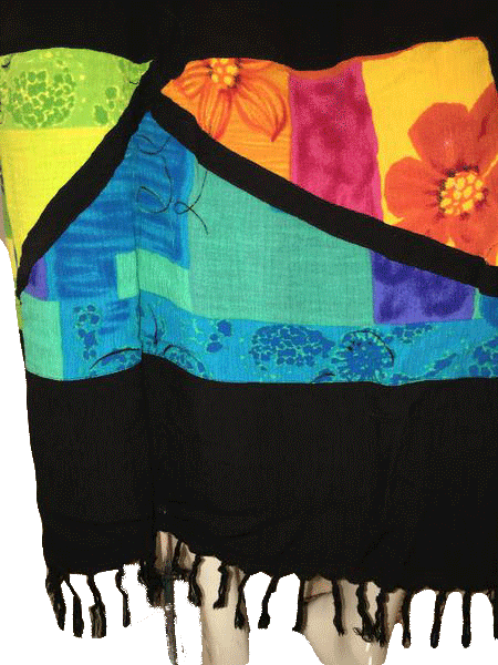 BOP Ankle Length Multi Color Skirt with Fringe Hem Size 4X SKU 000144