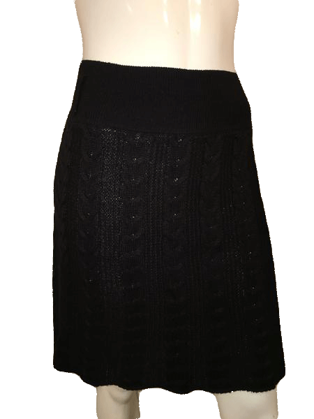 Load image into Gallery viewer, Lapis 90&amp;#39;s Black Cable Sweater Skirt Size XL SKU 000144
