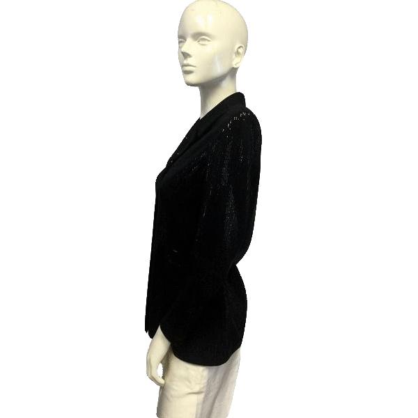 St. John Black Knit Sequin Blazer Size 4 (SKU 000057)