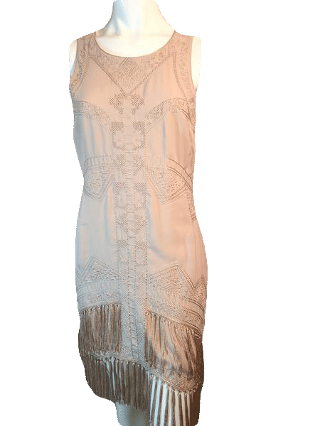 Load image into Gallery viewer, Staring at Stars Beige Embroidered Design Dress Size S SKU 000123

