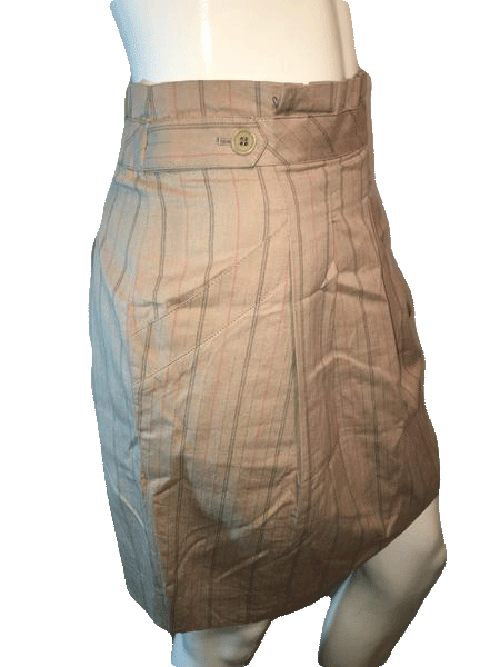 BCBG Maxazria 80's Tan Pin Striped Knee Length Skirt Size 4 SKU 000126