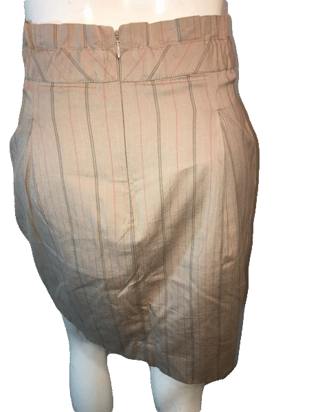BCBG Maxazria 80's Tan Pin Striped Knee Length Skirt Size 4 SKU 000126