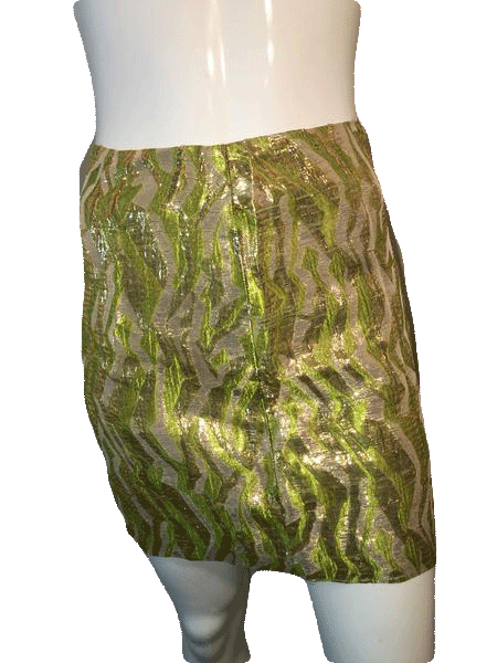 J. Crew Collection 80's Metallic Gold, Lime Green, Beige Skirt Size 4 SKU 000126