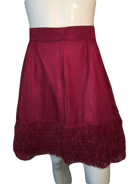 Twelve by Twelve 80's Burgundy Tulle Ruffled Skirt Size M SKU 000126