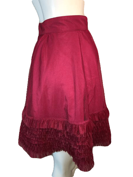 Load image into Gallery viewer, Twelve by Twelve 80&amp;#39;s Burgundy Tulle Ruffled Skirt Size M SKU 000126

