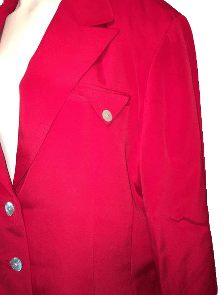 Load image into Gallery viewer, Neiman Marcus 80&amp;#39;s 100% Silk Cherry Red Long Sleeve Blazer SKU 000169

