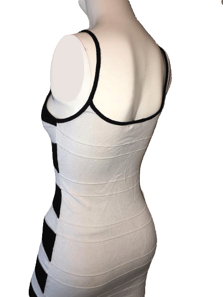 Bebe 60's Black and White Spaghetti Strap Sweater Dress Size M SKU 000168