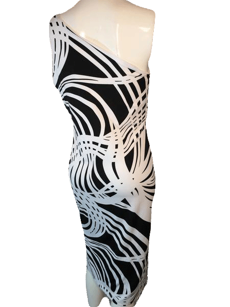 Chesley USA Black and White One Shoulder Dress Size Large SKU 000168