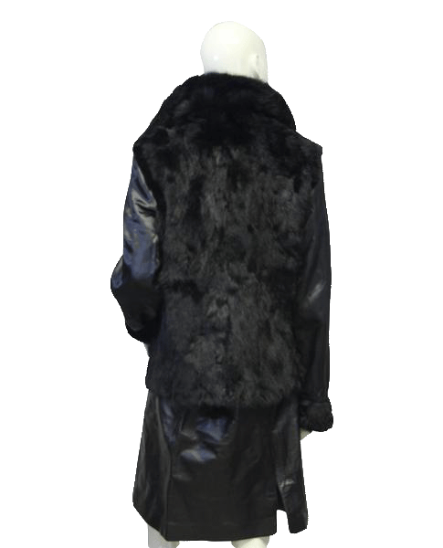 Black Rabbit Fur Coat Size Large SKU 000053