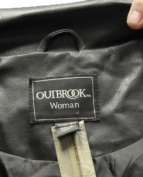 Outbrook Vegan Black Leather Coat Sz 1X (SKU 000018)