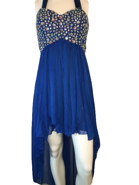 Load image into Gallery viewer, B. Smart 70&amp;#39;s Formal Royal Blue Gown Embellished Size 11 SKU 000200
