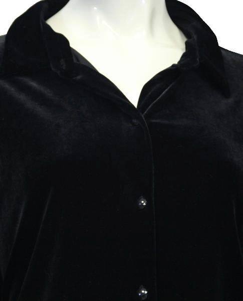 Black Velvet Button Up Top Sz L (SKU 000022)