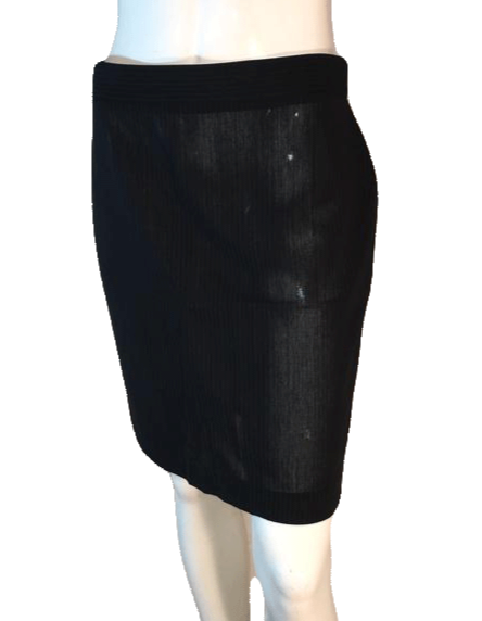 Load image into Gallery viewer, DKNY 70&amp;#39;s Black Pin Striped Professional Skirt Size 8 SKU 000202
