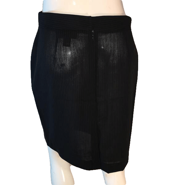 Load image into Gallery viewer, DKNY 70&amp;#39;s Black Pin Striped Professional Skirt Size 8 SKU 000202
